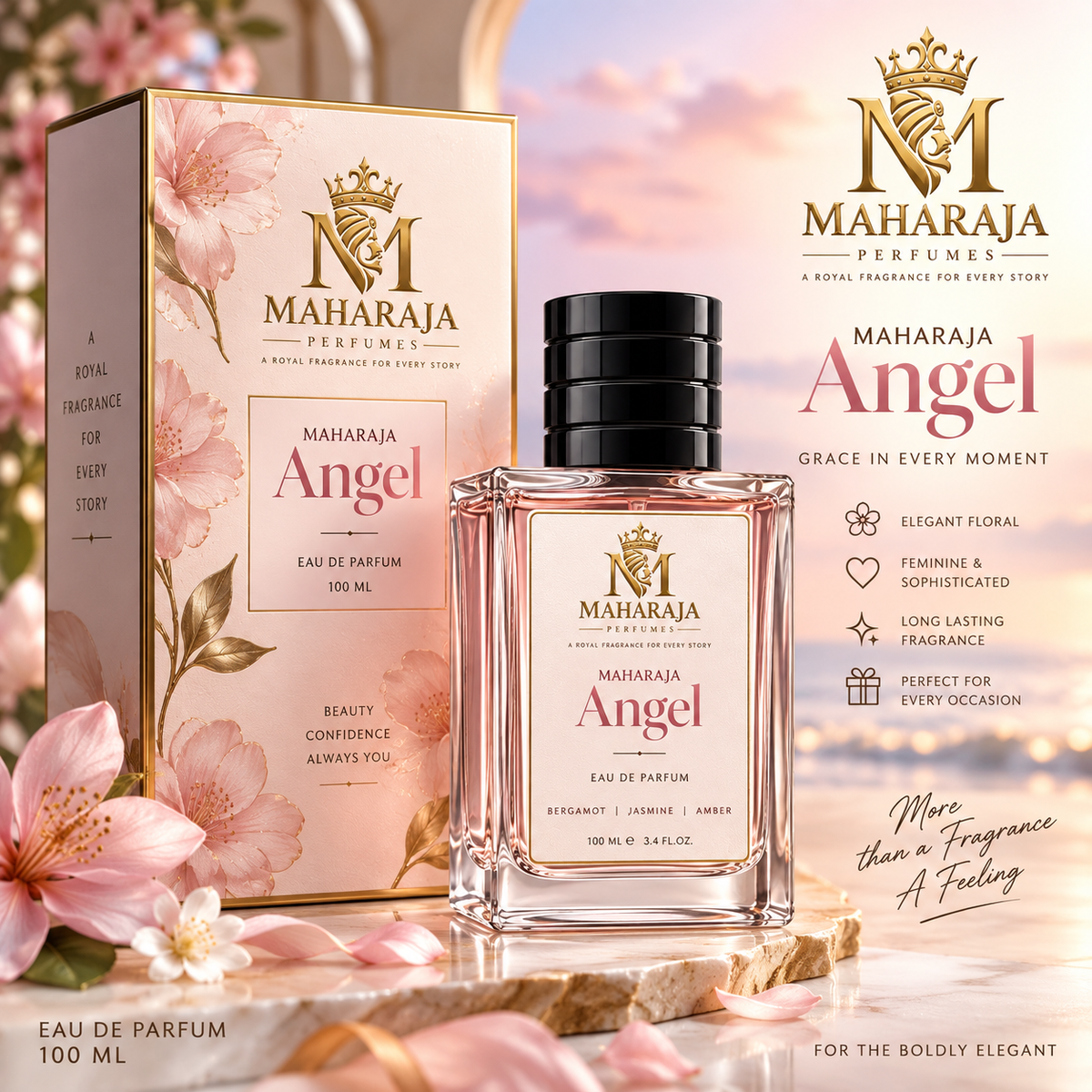 MAHARAJA Angel Eau de Parfum for Women | Elegant Floral Fragrance | Luxury Perfume | 100 ML