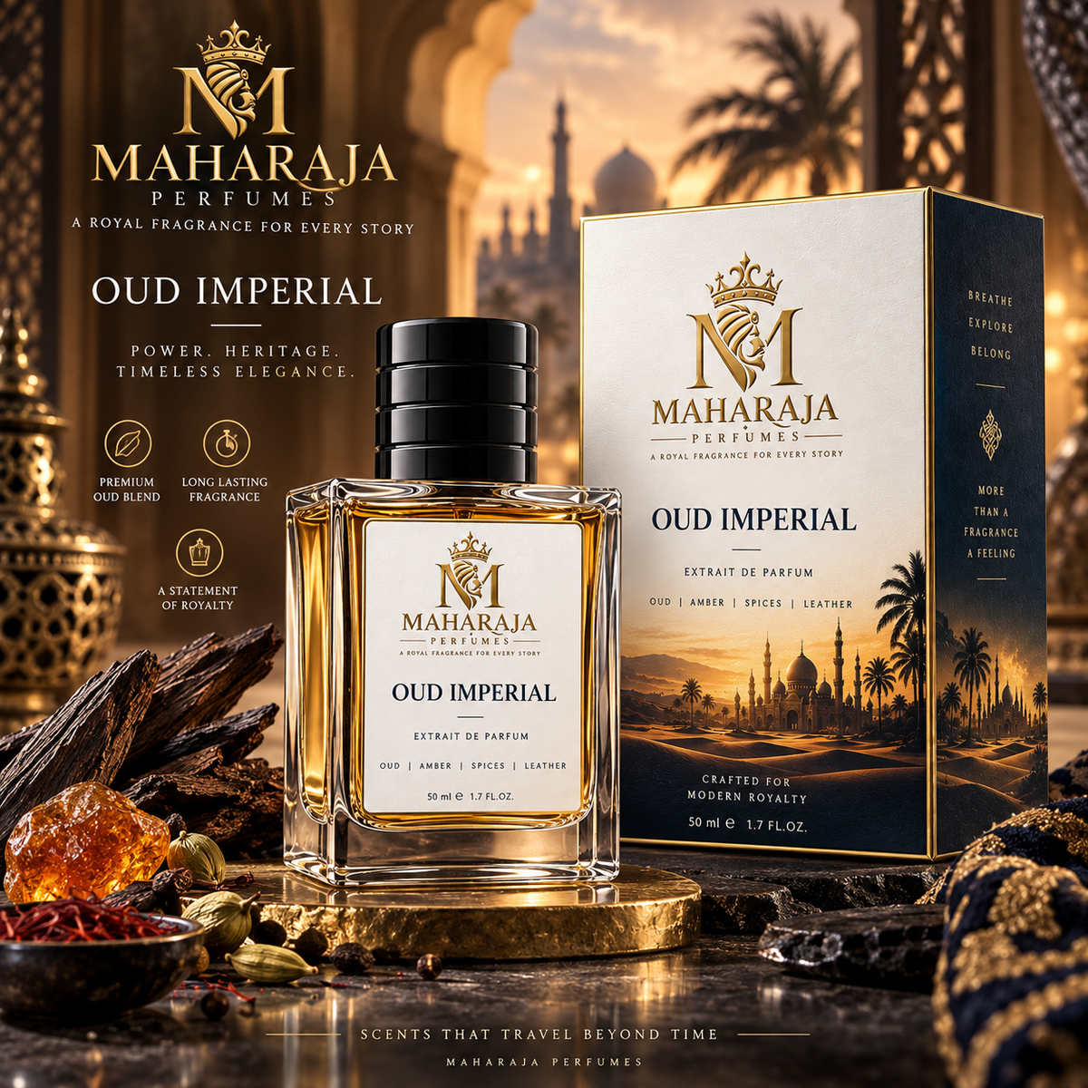 Maharaja Oud Imperial Eau de Parfum – Premium Arabian Oud Fragrance | Long-Lasting Luxury Perfume